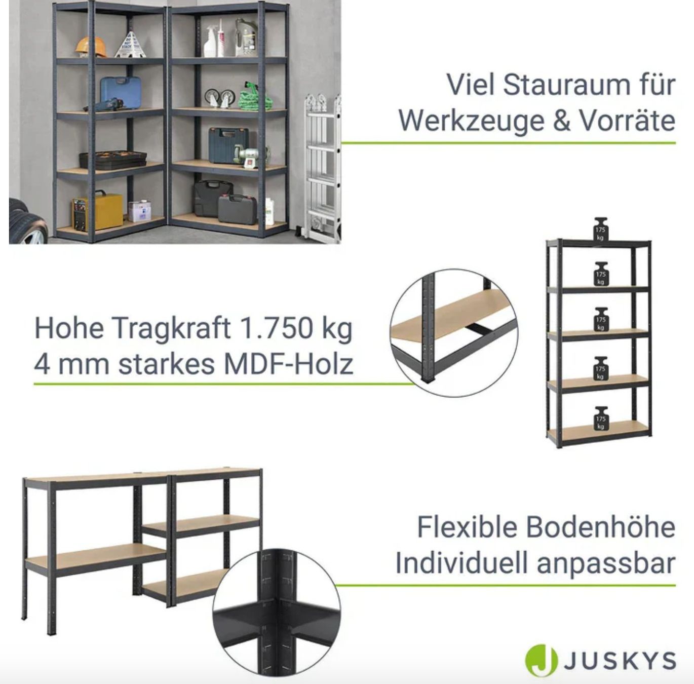 Scaffali: 2er Set Lagerregal Basic 180 x 90 x 40 cm - Gratis Versand – Nuovo e nell'imballaggio originale da Kleinwangen venduto da meinwarenkorb.ch 3