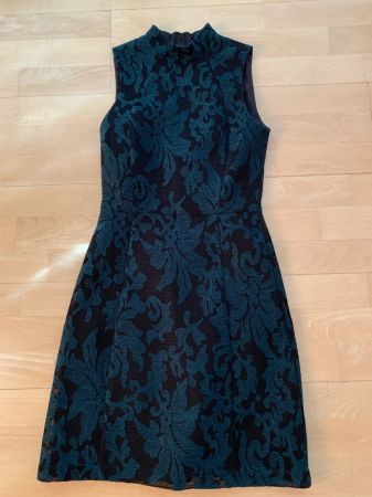 H&M Damen Kleid, Gr. 34, Schwarz/Grün