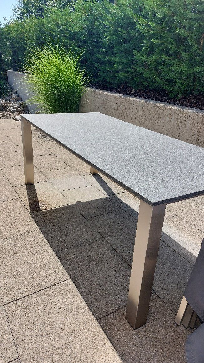 Hunn Tische: Gartentisch Aletsch Edelstahl Granit schwarz – Gebraucht aus Altendorf von Markus049