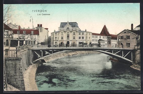 Cartoline postali: AK Yverdon, Les Casernes, 1908 – Usato da Berlin venduto da bartko-reher