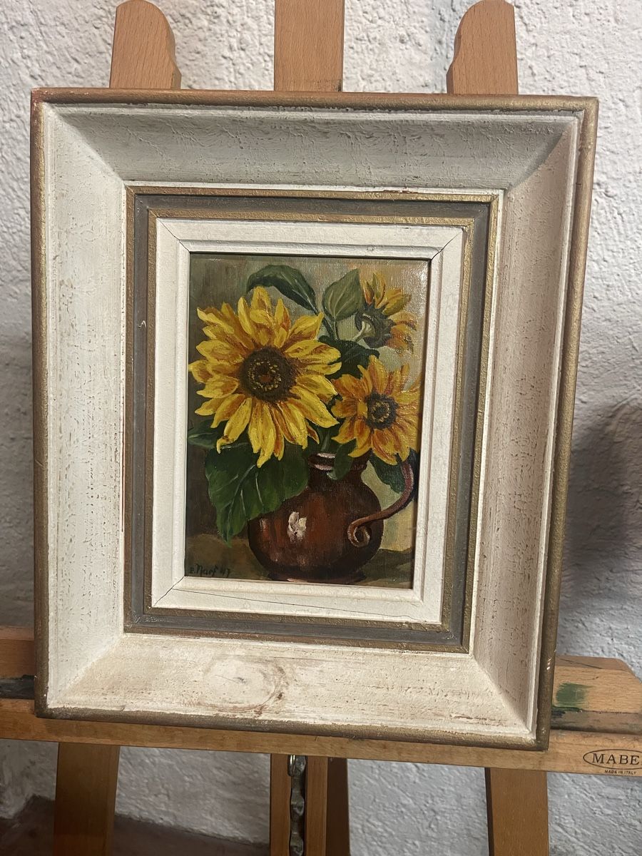 Gemälde: Gemälde: Stilleben mit Sonnenblumen von E. Naef, 1947 – Gebraucht aus Zürich von Spencer2020