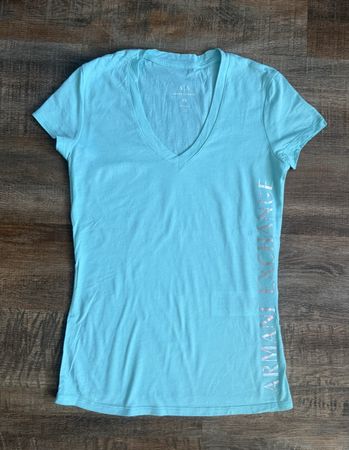 Damen T-Shirt ARMANI EXCHANGE hellblau Grösse XS neu