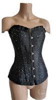 Corsage in schwarz mit Glitzersteinchen Gr. 4 XL, Korsett
