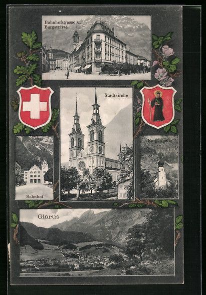 Ansichtskarten: Glarus, Gesamtansicht, Bahnhofstrasse un – Gebraucht aus Berlin von bartko-reher
