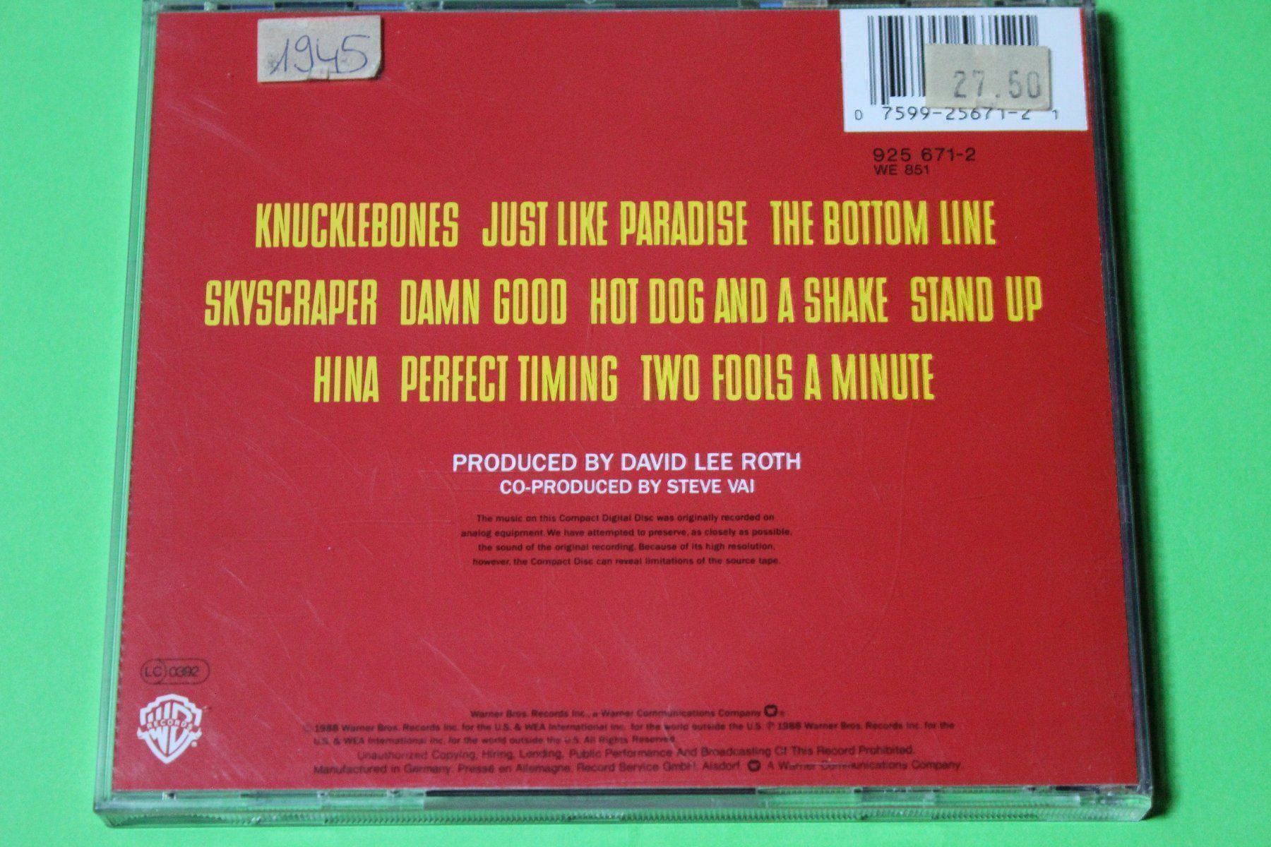 CDs: DAVID LEE ROTH (Van Halen) - SKYSCRAPER CD!!!!!!!!!! – Gebraucht aus Tübach von JamesStone 1