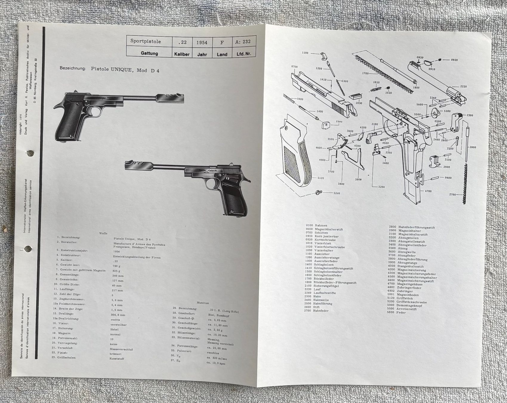 Armes blanches: PISTOLE UNIQUE MOD D4 – D'occasion à Ostermundigen par wini63