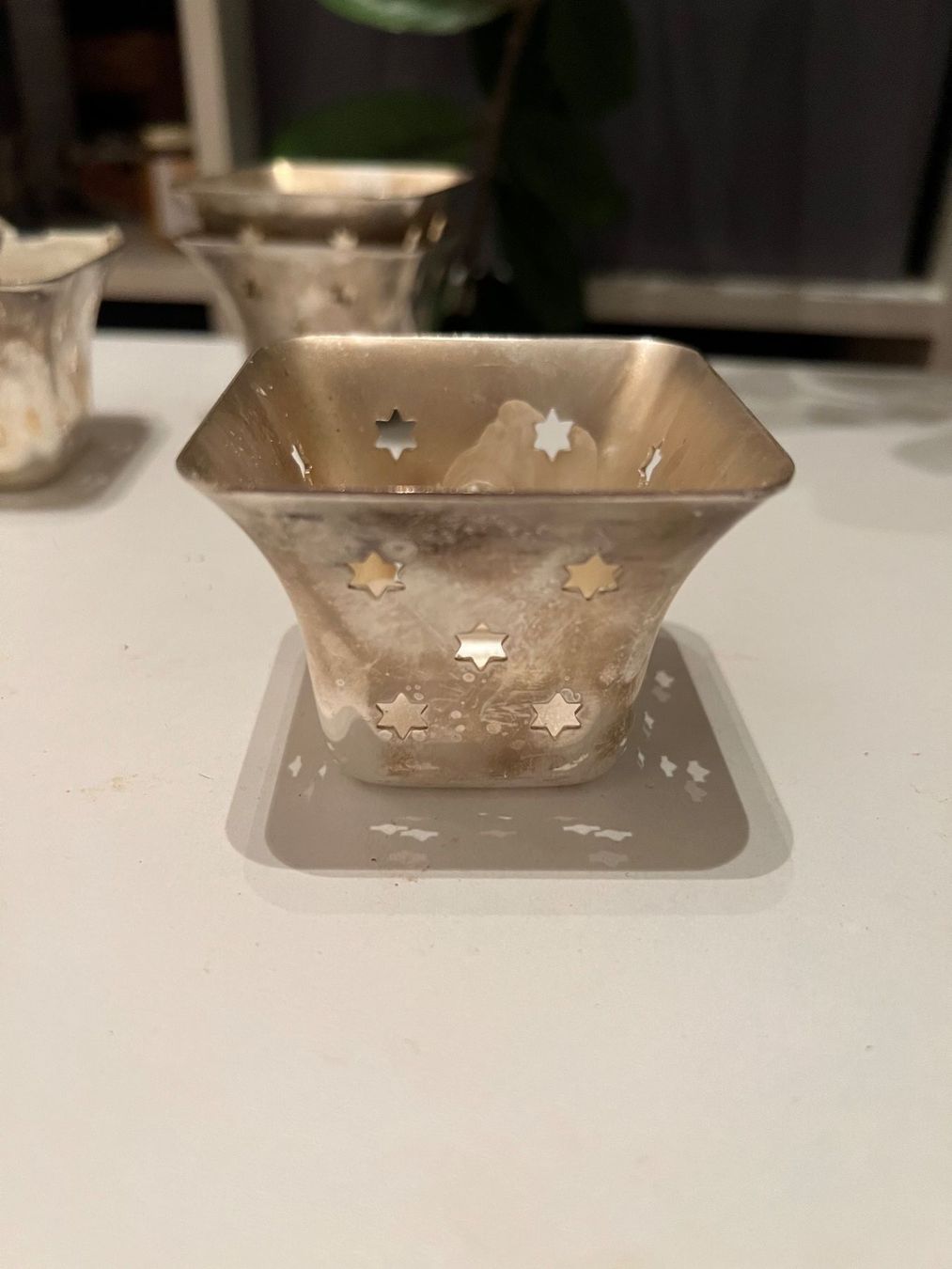 Portacandele: Teelichtglas Sternenmuster silberfarben Dekoration – Usato da Wittenbach venduto da Xastridx