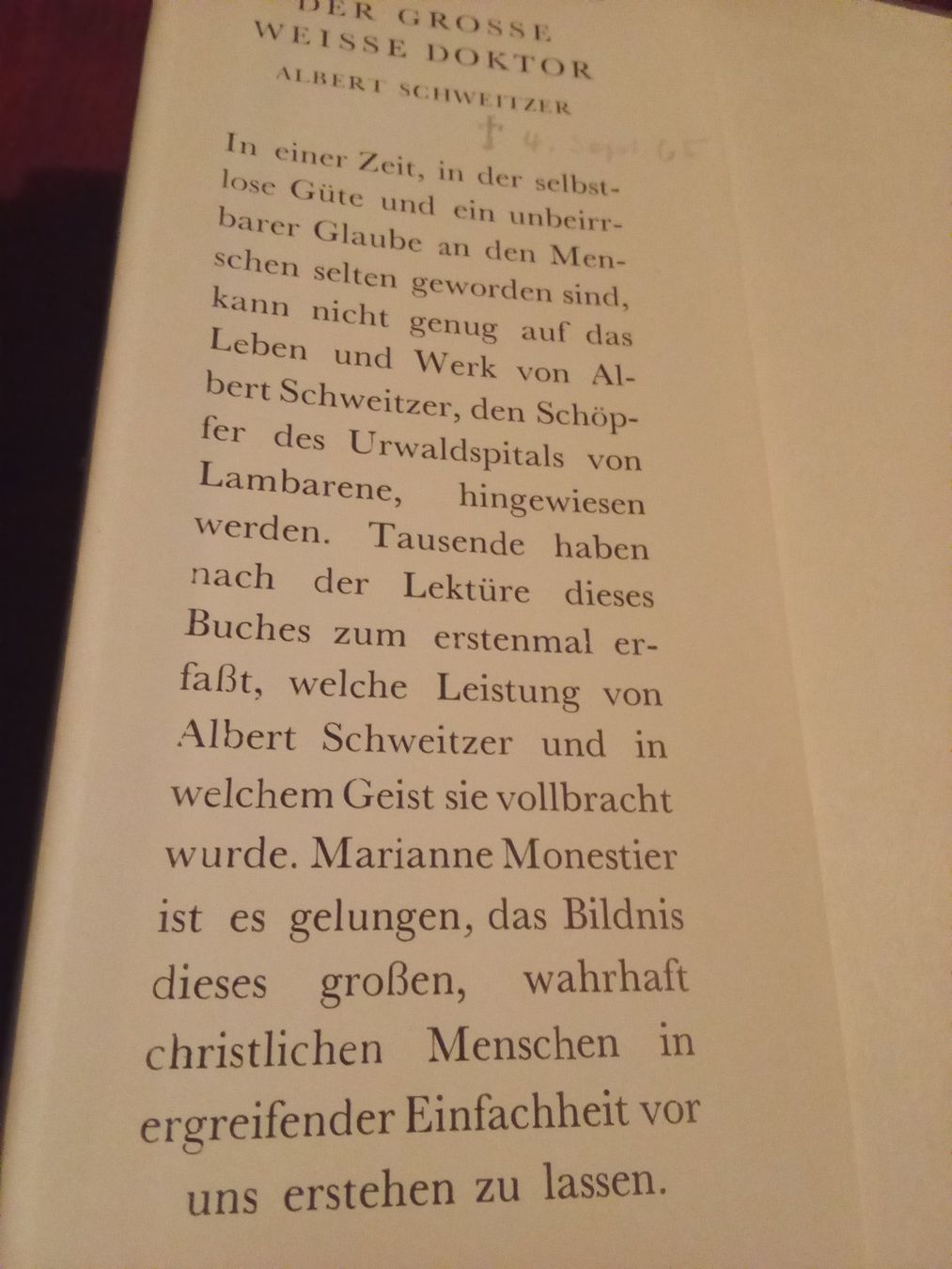 Libri: Marianne Monestier - Der grosse weisse Doktor – Usato da Remetschwil venduto da Privatflohmi 1