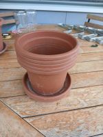 5 Blumentopf mit Untersetzer braun Kunststoff Grösse M Zusta