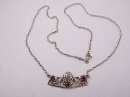 Amethyst Halskette aus 925 Sterling Silber, Vintage Collier