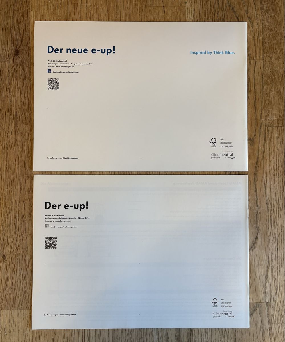 VW Documenti: VW e-Up! Prospekt, Top Zustand, 2013 oder 2014! – Nuovo (secondo la descrizione) da Freienstein venduto da Golfbueb 1