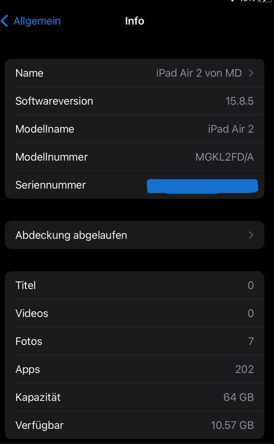 Apple Tablet PC: Apple Ipad Air 2.Gen 64Gb Wifi – Gebraucht aus Buchs ZH von Gladiatore 9