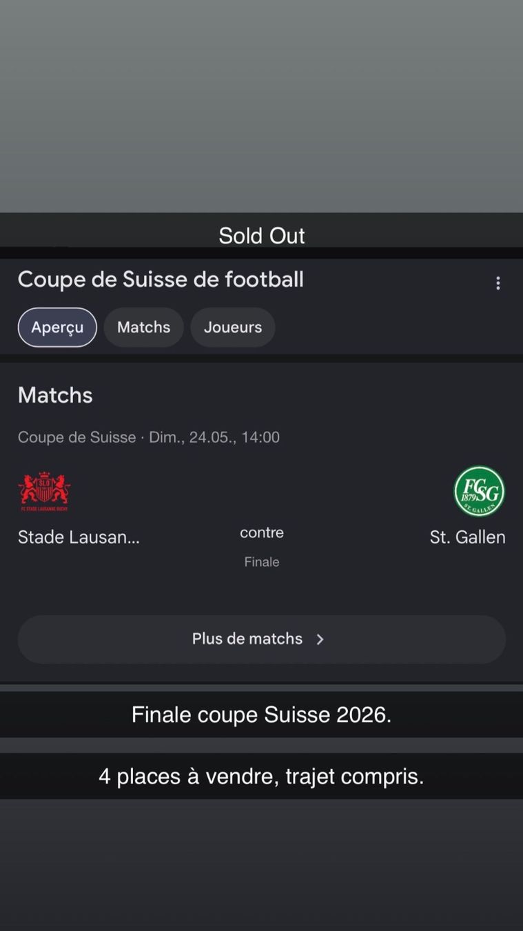 Banconote: Billet Finale Coupe Suisse 2026 – Usato da Lausanne venduto da len_7fnt