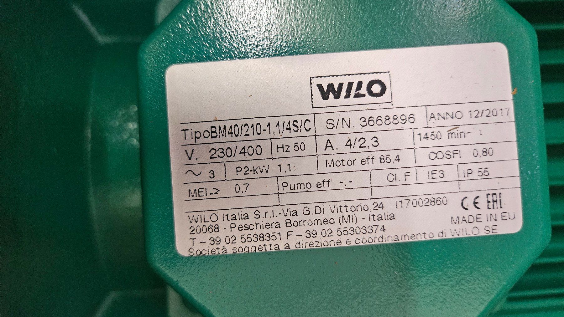 Wilo Riscaldamento: WILO Blockpumpe Typ BM40/210-1, 1/4-S/C – Nuovo e nell'imballaggio originale da Breitenbach venduto da Cycron_GmbH 2