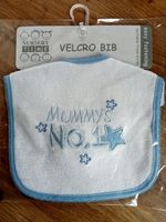 Neues Baby Lätzli "MUMMYS NO 1" mit Klettverschluss, blau