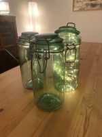 3 bocaux en verre vintage avec fermeture, état correct
