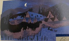 Arbeit im Schnee in der Nacht Keller 78 41x34cm Litho