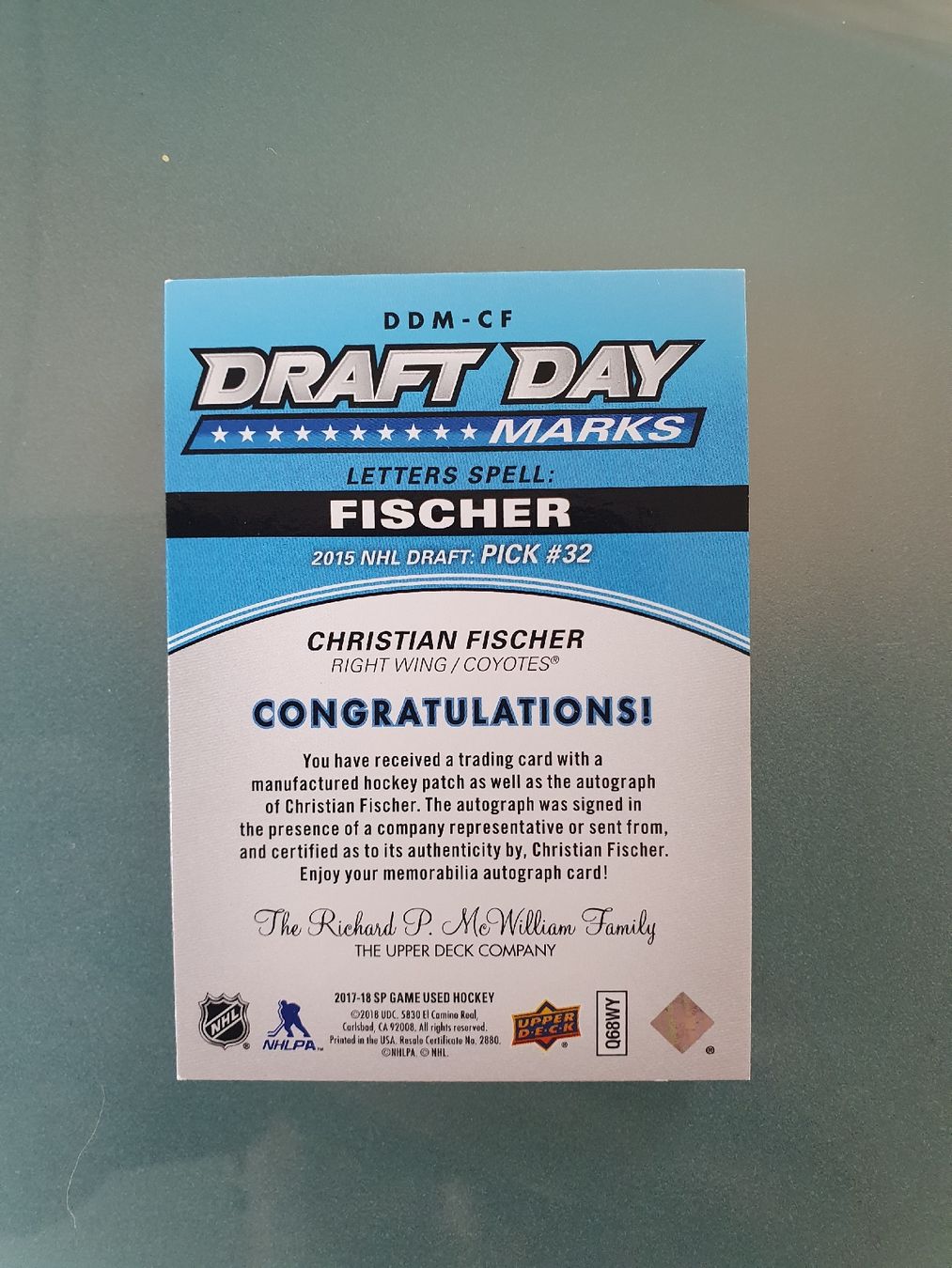 NHL Cartes à collectionner: NHL Draft Day Marks Karte – D'occasion à Büren an der Aare par Trash4 1