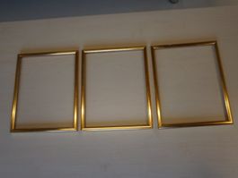 Bilderrahmen 3-er Set mittel, Goldfarben aus Holz