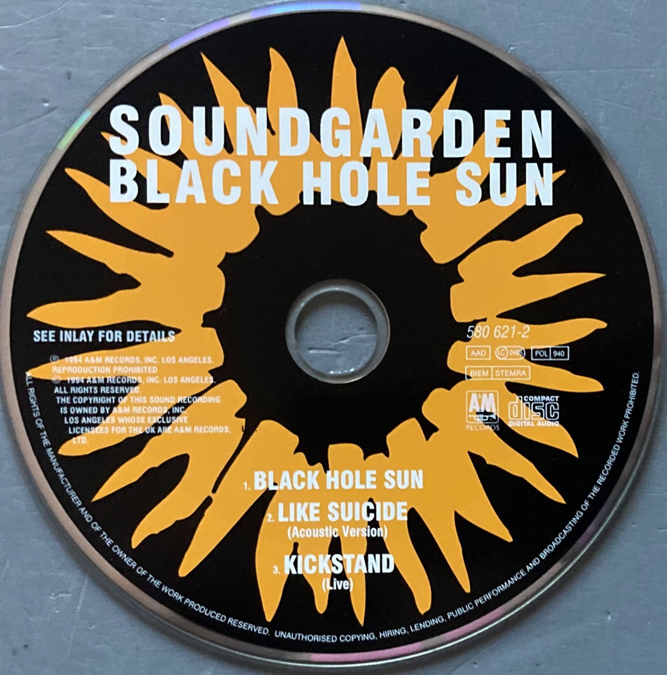 CD: SOUNGARDEN - BLACK HOLE SUN – Usato da Poliez-Pittet venduto da Newtown-Records 1
