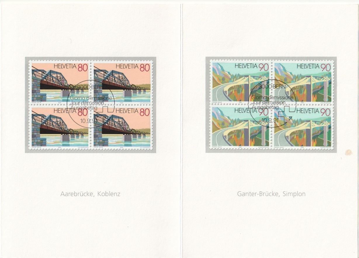 Alle Briefmarken: Faltblatt PTT: Brücken 10.9.1991 – Neu (gemäss Beschreibung) aus Aarburg von Aare10 2