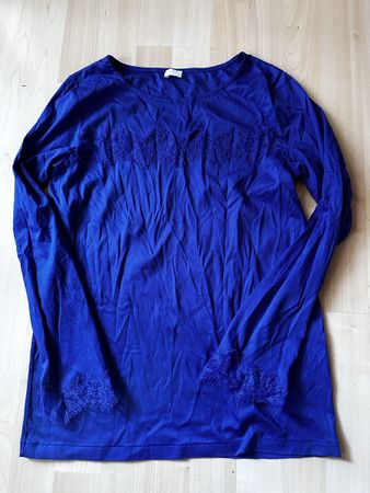 Zimmerli Switzerland T-shirt bleu royal avec dentelle 