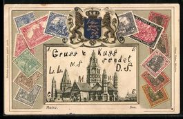 Präge-AK Mainz, Totalansicht vom Dom, v
