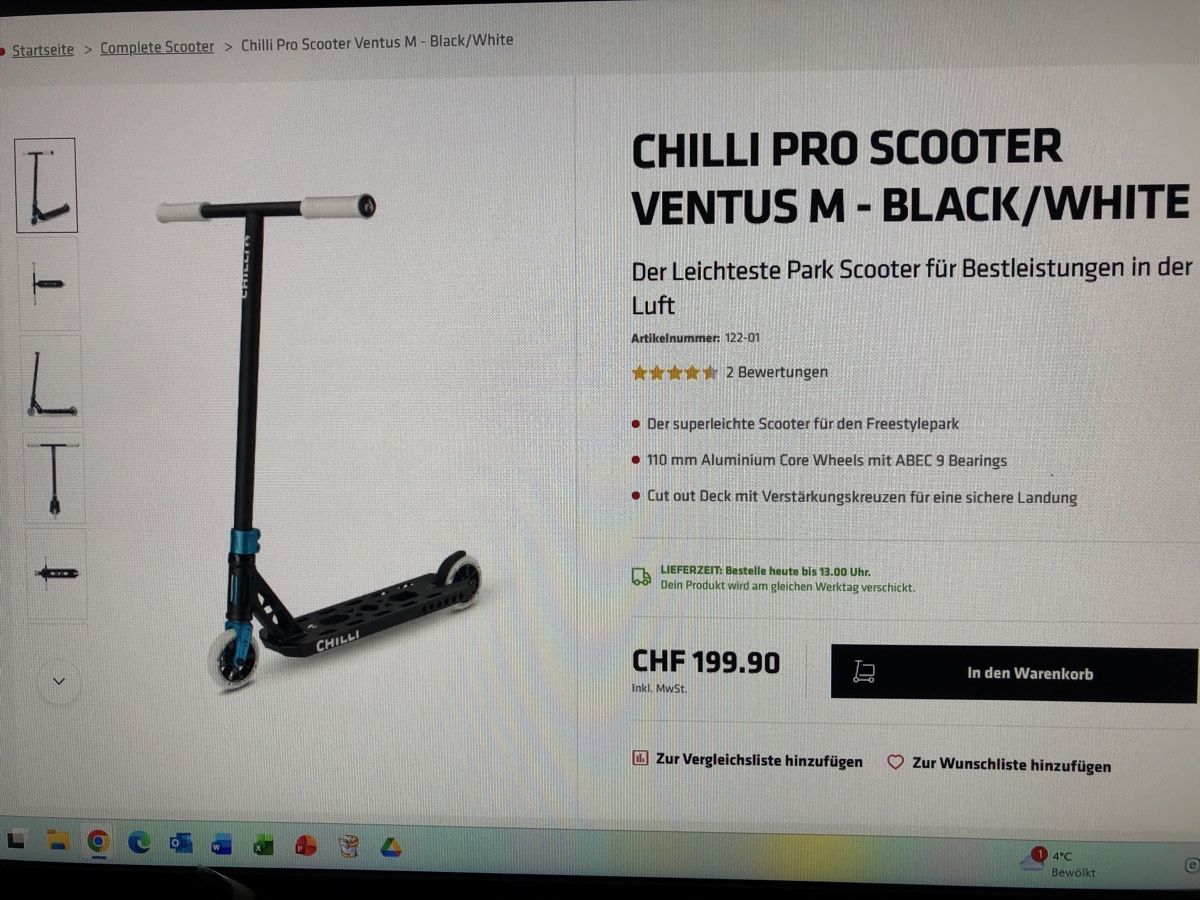 Chilli Kickboard: NEUER Chilli Pro Scooter Ventus M – Nuovo e nell'imballaggio originale da Zürich venduto da manyd 2