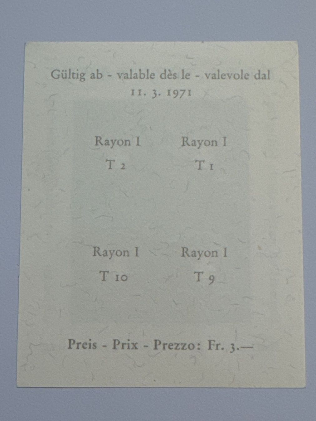Alle Briefmarken: 1971 NABA Basel, postfrisch – Gebraucht aus Küssnacht am Rigi von POSTOMASTER 1