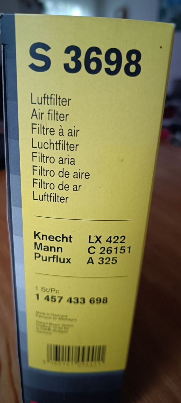 Audi Tutti pezzi di ricambio auto: Bosch S 3698 Luftfilter Audi – Nuovo e nell'imballaggio originale da Münchwilen TG venduto da Gandalf126 1