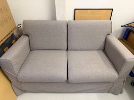 2-Sitzer Sofa grau Textilbezug gebraucht 80 cm Tiefe