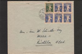 4 er Block Tellbueb auf Beleg Aadorf-Rüschlkon , 30.lX.1934