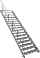 Stahltreppe 18 Stufen B120cm + Geländer