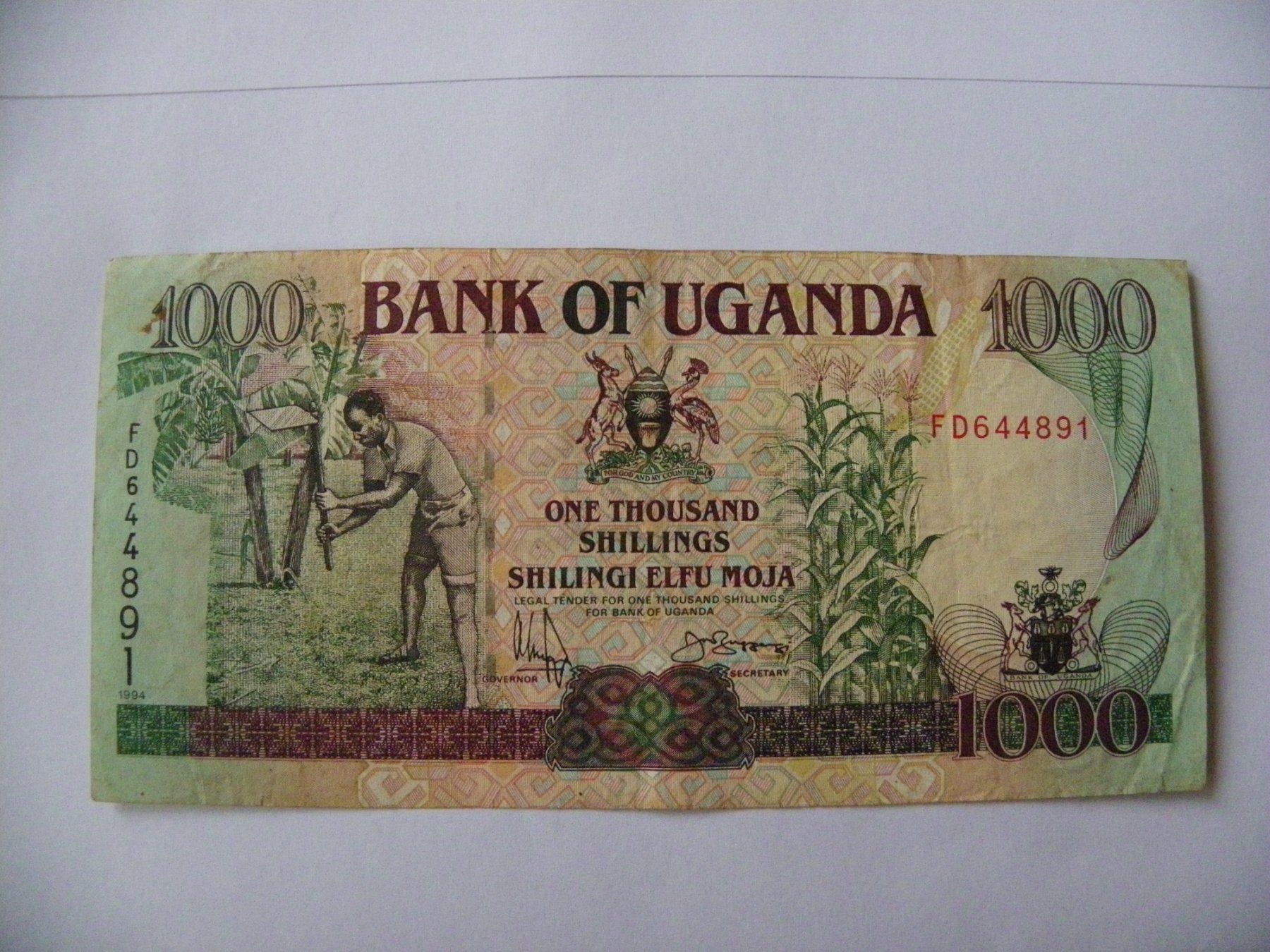 Banconote: Seltene 1000 Schilling Banknote Uganda von 1994, Sammlers... – Usato da Untersiggenthal venduto da Gas61