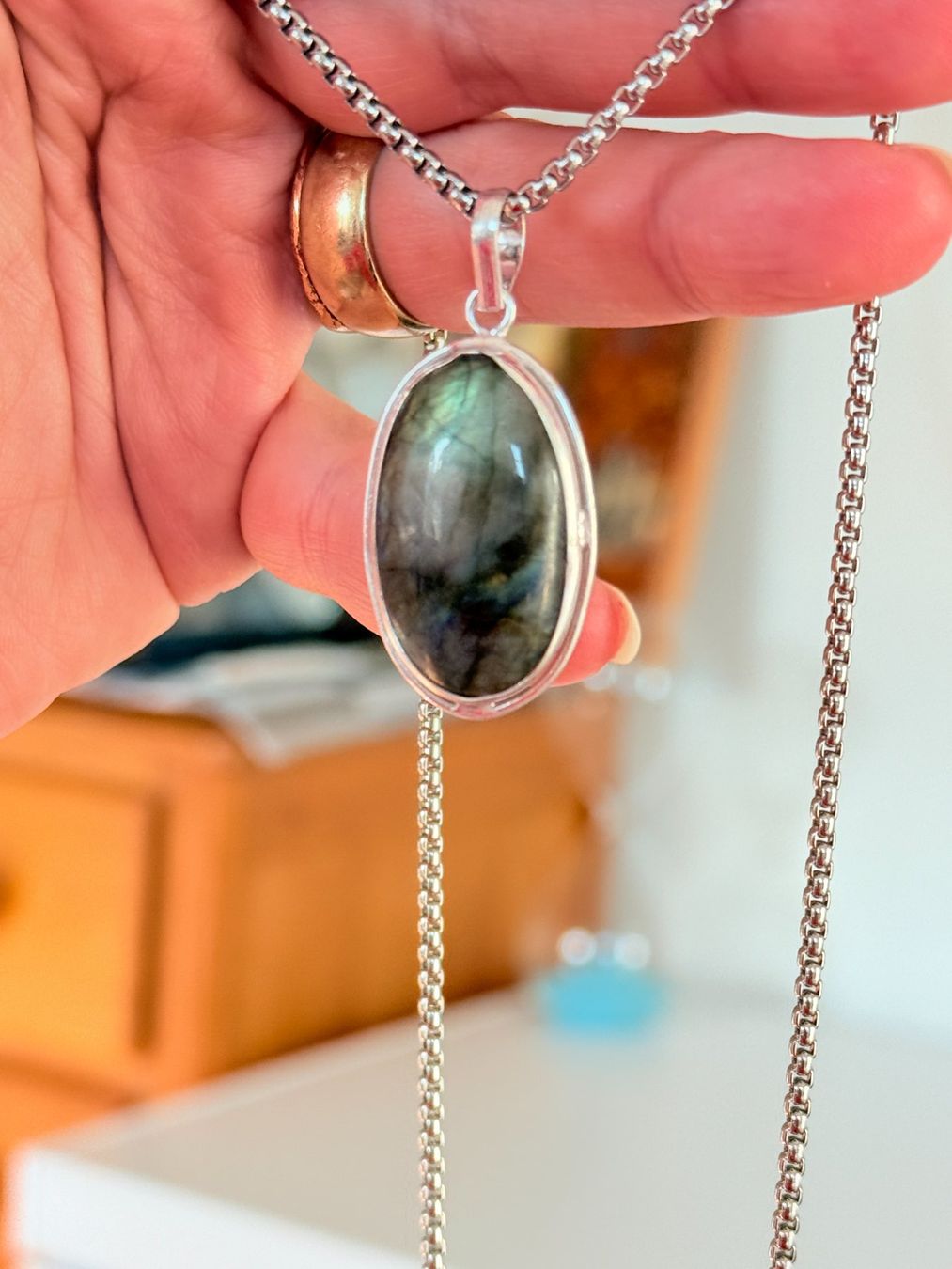 Catenine: Collier Labradorite naturelle – Nuovo e nell'imballaggio originale da Genève venduto da AGBERG 3