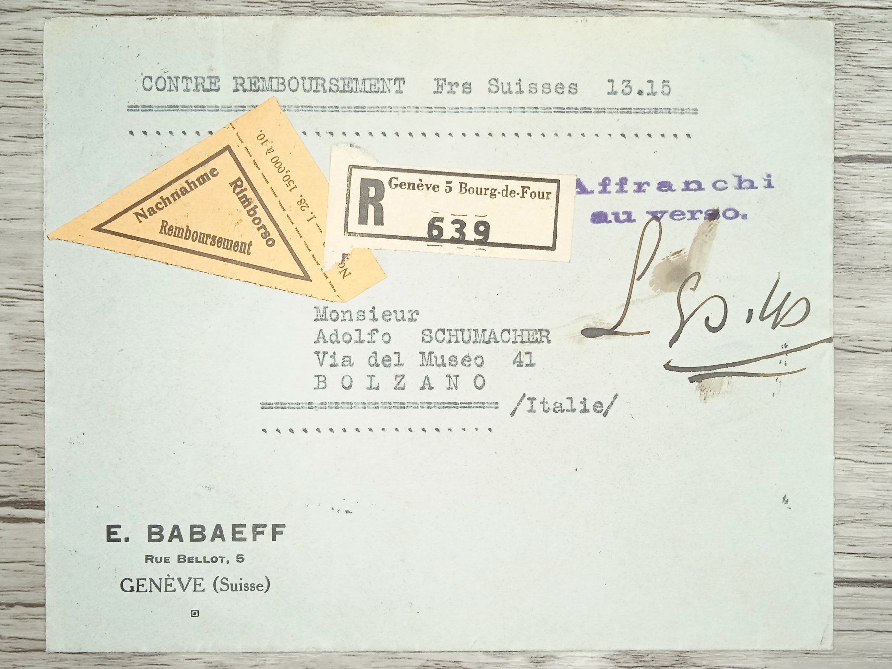 Tutti i francobolli: TR06 Enveloppe + Timbre Suisse 1930 – Usato da Cousset venduto da Patrick_Collections 1