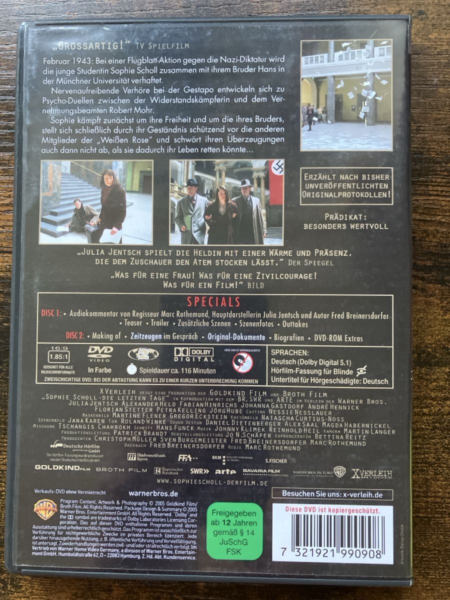 Tutti i DVDs: Sophie Scholl DVD – Usato da Glarus venduto da Jhuber78 1