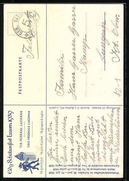 Cartoline postali: H. Schaad: Luzern, Eidgenöss. Schützen – Usato da Berlin venduto da bartko-reher 1