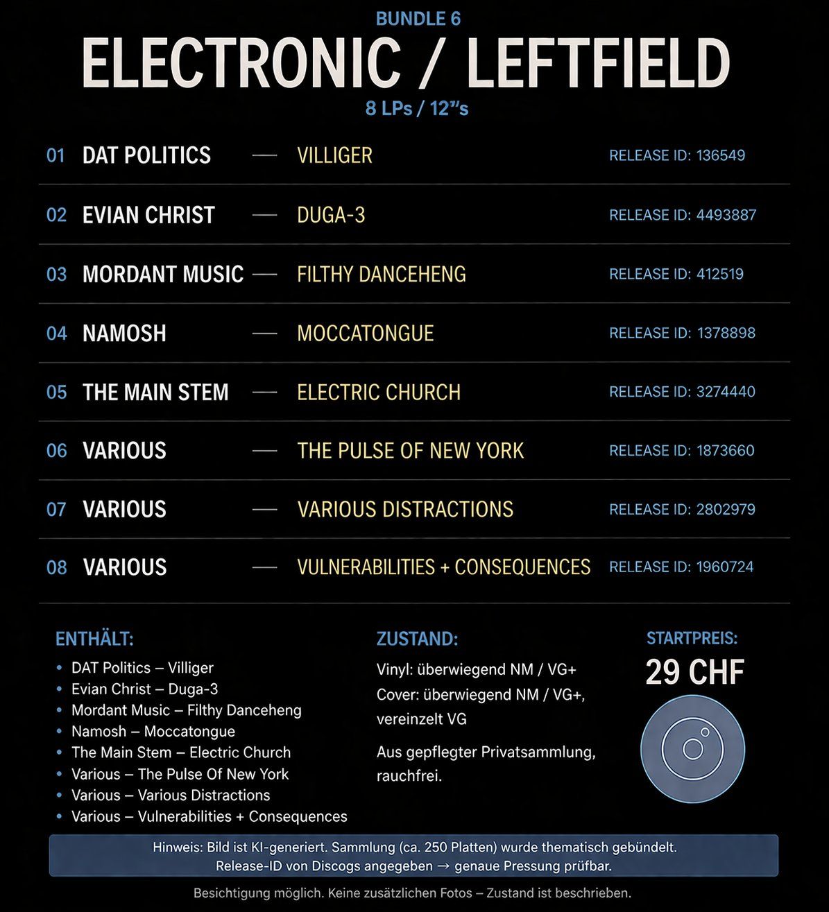 Dischi in vinile: Electronic / Leftfield Vinyl Bundle – Usato da Zürich venduto da DonDDR