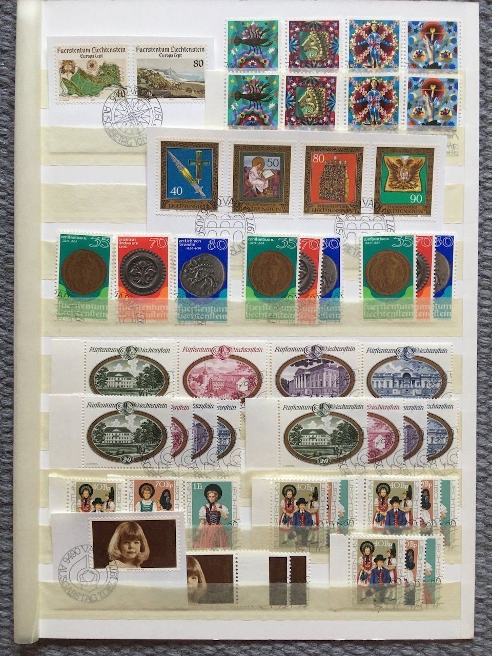 Alle Briefmarken: Liechtenstein 1974-79 postfrisch und gestempelt mit ET – Gebraucht aus Nesslau von zueri6 4
