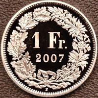 1 Franken 2007 pp / aus Münzsatz  / in einer Münzkapsel