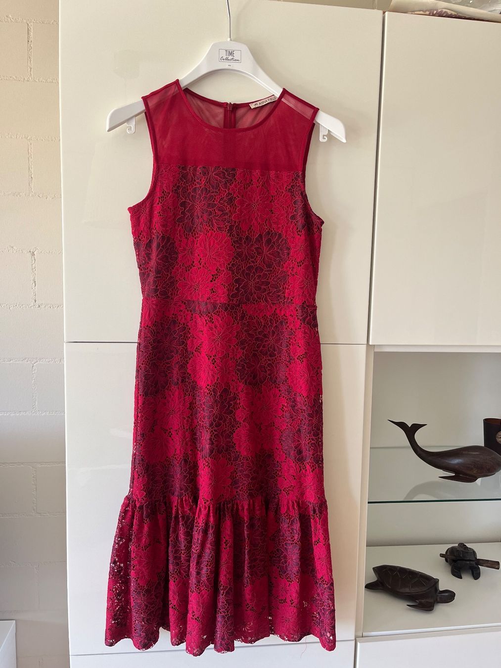 Anna Field Kleider: Midi Kleid chic,  rote Spitze Gr. 36 - neu – Neu und originalverpackt aus Ottikon / Gossau ZH von Benoba