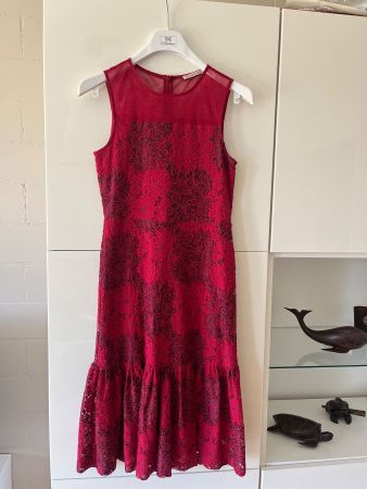 Midi Kleid chic,  rote Spitze Gr. 36 - neu