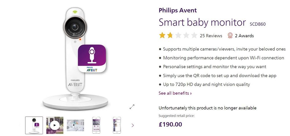 Philips avent smart baby best sale monitor scd860