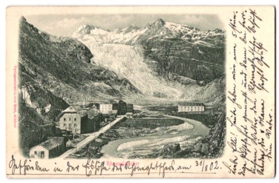 Cartoline postali: Relief-AK Rhonegletscher, Strasse mit Ge – Usato da Berlin venduto da bartko-reher