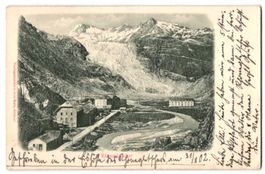 Relief-AK Rhonegletscher, Strasse mit Ge