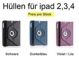 Hülle für ipad 2,3,4 - Schwarz, Violet oder Dunkeblau