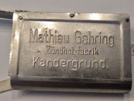 Mathieu Gehring Zündholzfabrik Kandergrund Metall Vintage
