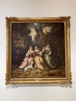 1800 antik gemalde painting on wood table Monticelli auction