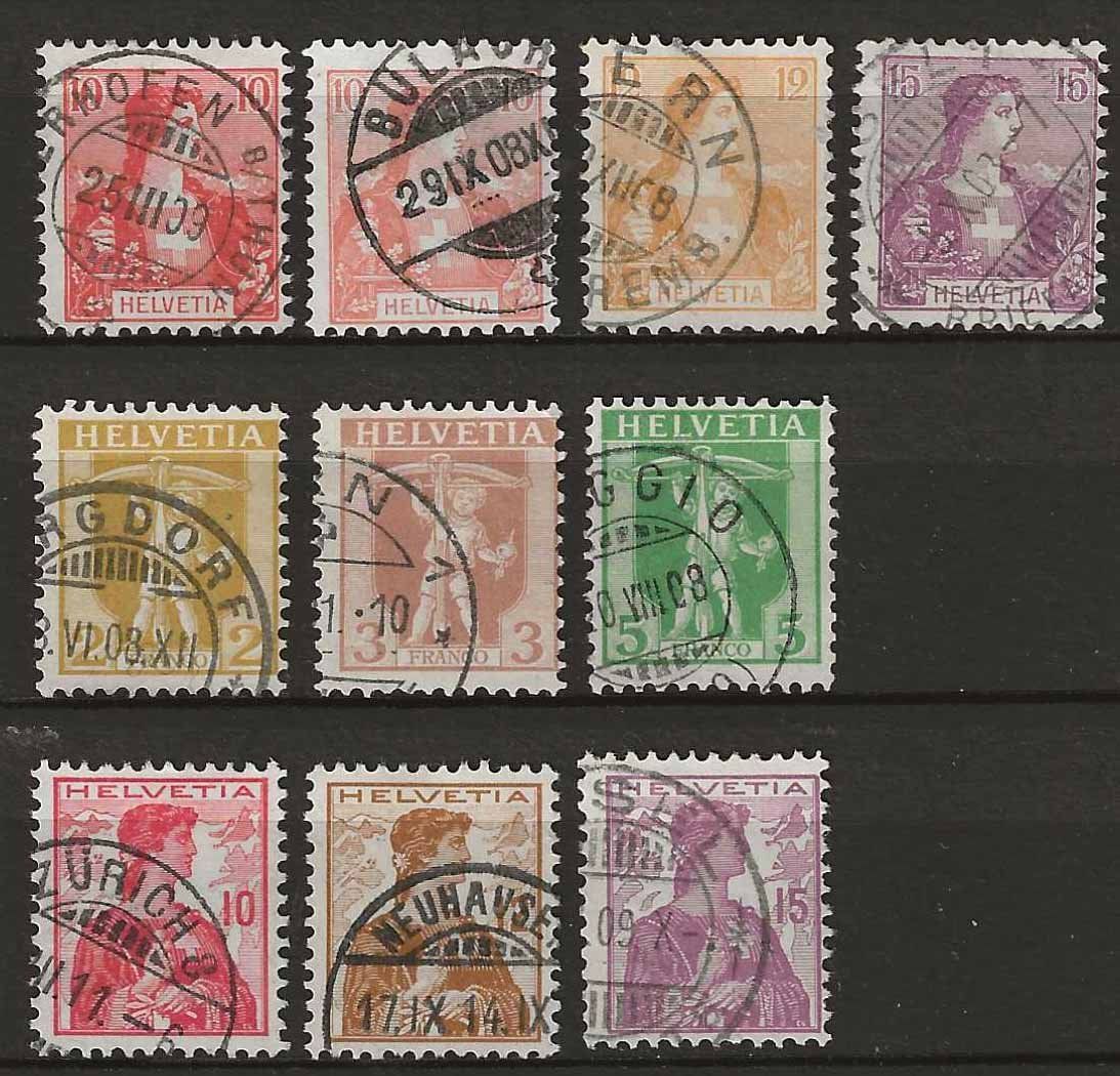 Alle Briefmarken: CH101 - 3 séries 1907-1909 obl. – Gebraucht aus Trélex von Phil_Albert
